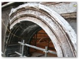 02 The fire-damaged arch awaits restoration
