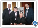 08 Bishop Colm with lead architect Richard Hurley (r) and architects Aidan Kavanagh (l) and Colm Redmond (centre) of Fitzgerald