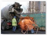 01 Concrete arrives on site for pouring the new sub-floor on one of the side aisles