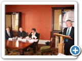 01 St Mel's Cathedral Project Committee Chairperson Seamus Butler addresses the press gathering