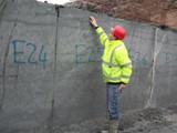 03 A worker beside the cut blocks gives a sense of their size