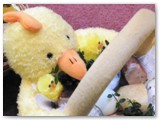 05 Hard boiled eggs and sausages in this food basket which are eaten on Easter Sunday morning