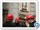 07 Bishop Colm being interviewed before the statue of St Mel