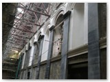 12 East wall -you can see the new plasterwork and flat stone columns, called pilasters, in between the niches