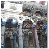 16 The completed trial work stands out amidst the unrepaired Cathedral