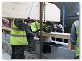 38 The timber roadway is partly removed to allow the truss to drop into position