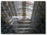 52 The roof trusse and walkway as seen from the Cathedral floor through the scaffolding and safety netting